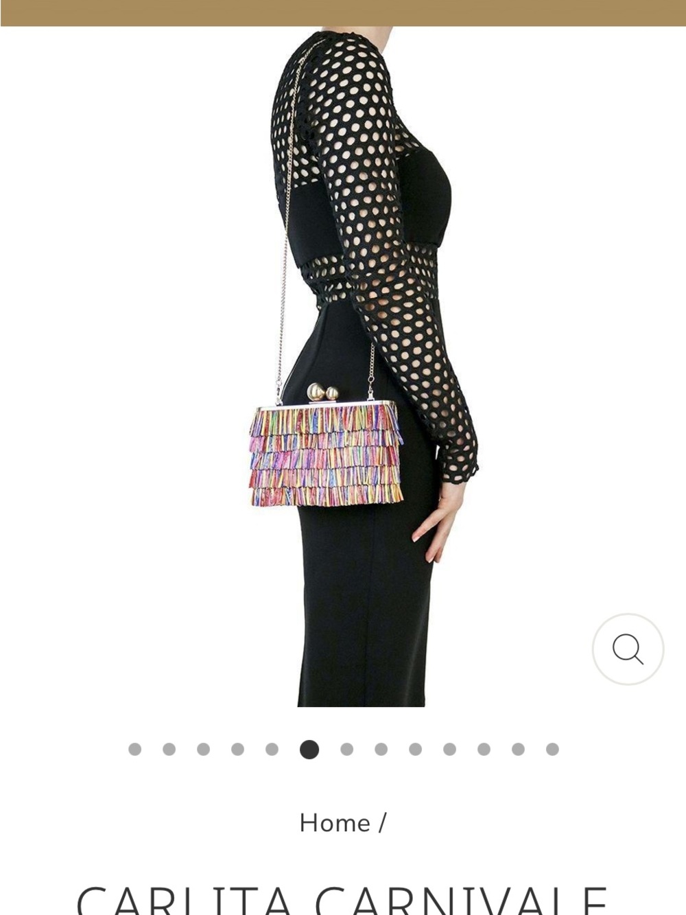 Olga Berg Rainbow Fringe Clutch with Gold Ball Clasp - Picture 7 of 12